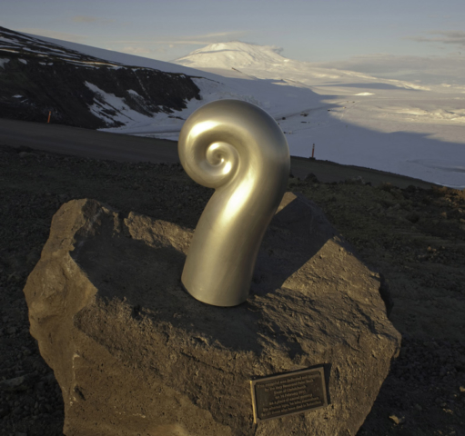Erebus Memorial Koru Sculpture Silver Anodised