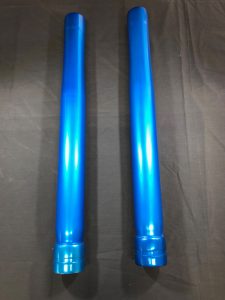 Bright Blue Anodised Motorbike Forks